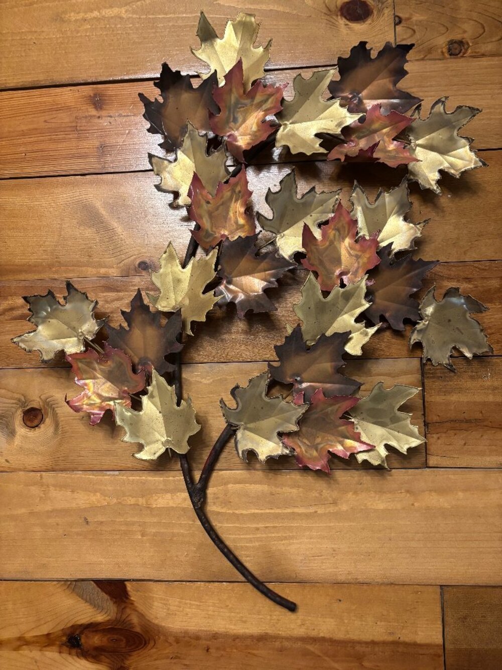 C. Jere Inspired Brass & Copper Leaves Wall Hanging